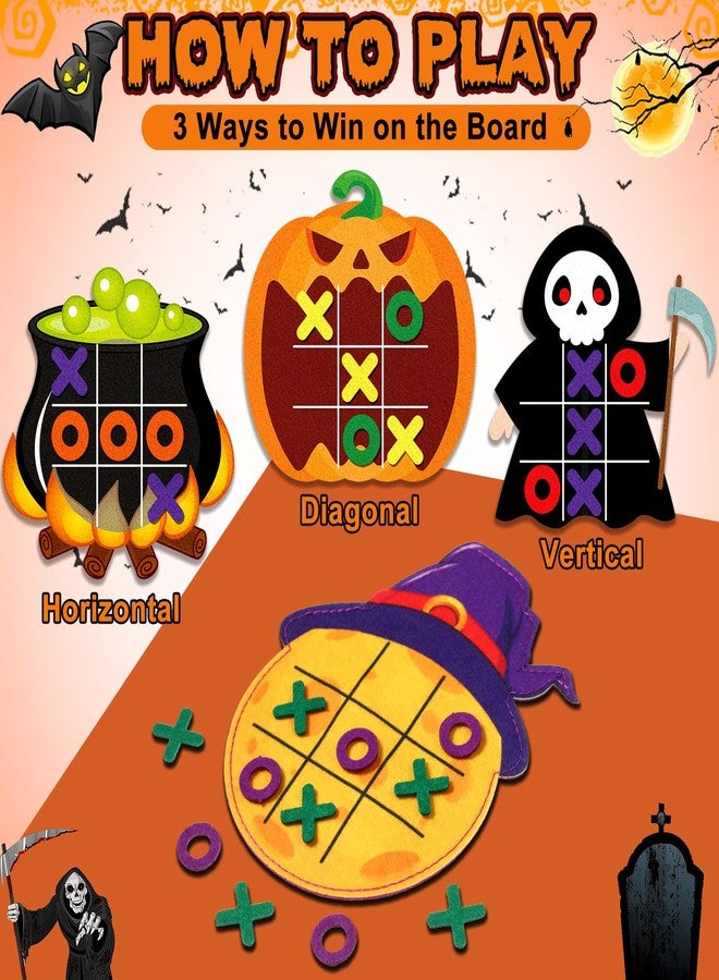 Resholder 24 Pack Halloween Party Favors Tic Tac Toe Strategic Board Game Felt Halloween Mini Board Game Pumpkin Bat Ghost Goodies Bags Stuffers for Birthday Gifts Classroom Prize Supplies - Image 4